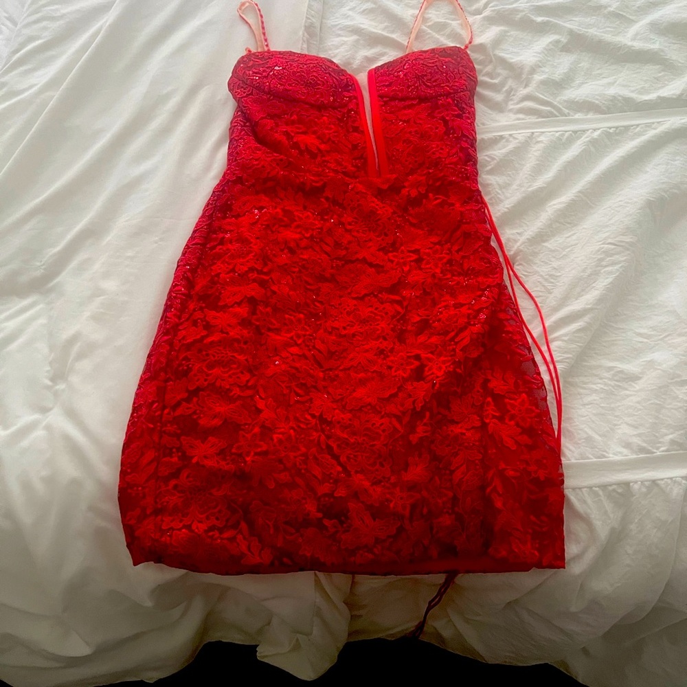 Red Sweetheart Spaghetti Strap Bodycon Mini Dress